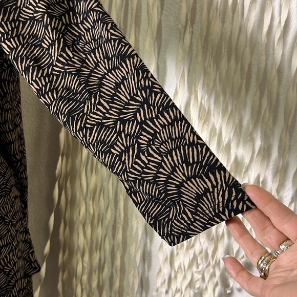 Clara Sunwoo Black and Brown Print Quater Sleeve Tunic Length Top Size XL - Picture 5 of 10
